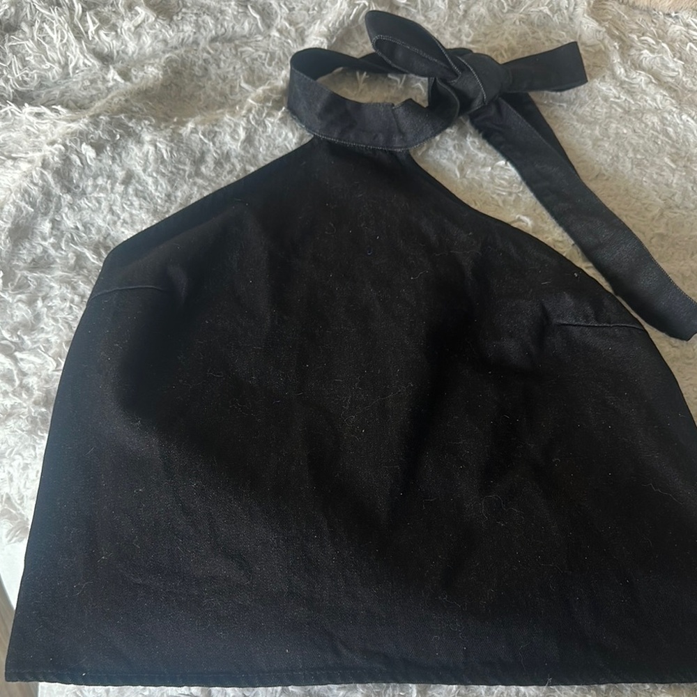 NWT ZARA denim black Halter Top